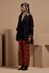 Aseem Kapoor_Black Embroidery Collared Mandala Shirt And Trouser Set _at_Aza_Fashions