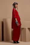 Aseem Kapoor_Maroon Silk Tassels Round Neck Kuru Trapeze Kurta Set _Online_at_Aza_Fashions
