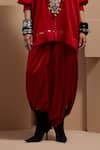 Buy_Aseem Kapoor_Maroon Silk Tassels Round Neck Kuru Trapeze Kurta Set _Online_at_Aza_Fashions