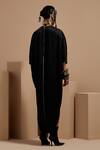 Shop_Aseem Kapoor_Black Tassels High Neck Vayu Kaftaan Jumpsuit _at_Aza_Fashions