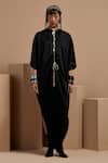 Buy_Aseem Kapoor_Black Tassels High Neck Vayu Kaftaan Jumpsuit _at_Aza_Fashions