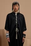 Aseem Kapoor_Black Tassels High Neck Vayu Kaftaan Jumpsuit _at_Aza_Fashions