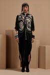 Buy_Aseem Kapoor_Black Beads Collared Resham Embroidered Gilet Set _Online_at_Aza_Fashions