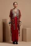 Aseem Kapoor_Maroon Cotton, Silk, Satin Sequins, Embroidery Sequence Highlighted Crop Top _Online_at_Aza_Fashions
