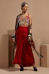Buy_Aseem Kapoor_Maroon Cotton, Silk, Satin Sequins, Embroidery Sequence Highlighted Crop Top _at_Aza_Fashions
