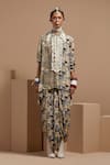 ASEEM KAPOOR_Multi Color Crepe Lace Collared Printed Shirt And Trouser Set _Online_at_Aza_Fashions