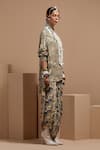 Shop_ASEEM KAPOOR_Multi Color Crepe Lace Collared Printed Shirt And Trouser Set _Online_at_Aza_Fashions