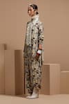 ASEEM KAPOOR_Multi Color Crepe Lace Collared Printed Shirt And Trouser Set _at_Aza_Fashions