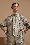 Buy_ASEEM KAPOOR_Multi Color Crepe Lace Collared Printed Shirt And Trouser Set 