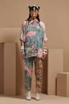 Shop_ASEEM KAPOOR_Multi Color Crepe Embroidery Collared Mandala Shirt And Trouser Set _Online_at_Aza_Fashions