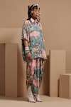 Shop_ASEEM KAPOOR_Multi Color Crepe Embroidery Collared Mandala Printed Shirt And Draped Trouser Set _Online_at_Aza_Fashions