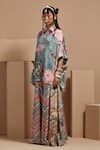 ASEEM KAPOOR_Multi Color Crepe Embroidery Collared Mandala Printed Shirt And Sharara Set _Online_at_Aza_Fashions