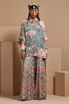 Buy_ASEEM KAPOOR_Multi Color Crepe Embroidery Collared Mandala Printed Shirt And Sharara Set _at_Aza_Fashions