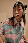 ASEEM KAPOOR_Multi Color Crepe Embroidery Collared Mandala Printed Shirt And Sharara Set _at_Aza_Fashions
