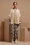 ASEEM KAPOOR_Cream Silk Embroidery Collared Ecru Mandala Crushed Shirt _Online_at_Aza_Fashions
