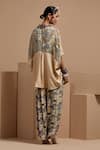 Shop_ASEEM KAPOOR_Beige Crepe, Silk Embroidery Collared Mandala Fusion Shirt Set _at_Aza_Fashions