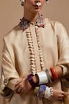 Shop_ASEEM KAPOOR_Beige Crepe, Silk Embroidery Collared Mandala Fusion Shirt Set _Online_at_Aza_Fashions