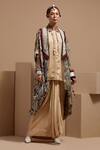 Buy_ASEEM KAPOOR_Multi Color Silk Tassels, Beads Open Neck, Resham Embroidered Jacket Set _at_Aza_Fashions