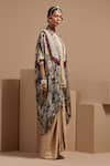 ASEEM KAPOOR_Multi Color Silk Tassels, Beads Open Neck, Resham Embroidered Jacket Set _at_Aza_Fashions