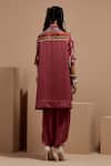 Shop_ASEEM KAPOOR_Pink Silk Beads Collared Embroidered Old Rose Shirt Set _at_Aza_Fashions