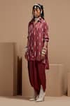 Buy_ASEEM KAPOOR_Pink Silk Beads Collared Embroidered Old Rose Shirt Set _Online_at_Aza_Fashions