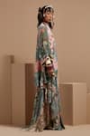 ASEEM KAPOOR_Multi Color Crepe Embroidery, Beads, Lace Round Neck Floral Kurta Set _Online_at_Aza_Fashions