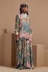 Shop_ASEEM KAPOOR_Multi Color Crepe Embroidery, Beads, Lace Round Neck Floral Kurta Set _Online_at_Aza_Fashions