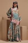 Buy_ASEEM KAPOOR_Multi Color Crepe Embroidery, Beads, Lace Round Neck Floral Kurta Set _at_Aza_Fashions