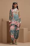 Buy_ASEEM KAPOOR_Multi Color Crepe Beads, Tassels Mandarin Collar Resham Embroidered Kurta Set _at_Aza_Fashions
