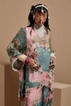 ASEEM KAPOOR_Multi Color Crepe Beads, Tassels Mandarin Collar Resham Embroidered Kurta Set _at_Aza_Fashions