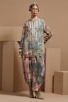 Buy_ASEEM KAPOOR_Multi Color Crepe Beads Round Neck Mitra Short Kurta Set _at_Aza_Fashions