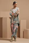 Buy_ASEEM KAPOOR_Multi Color Crepe Beads Round Neck Mitra Short Kurta Set _Online_at_Aza_Fashions