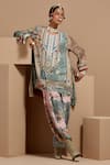 ASEEM KAPOOR_Multi Color Crepe Beads Round Neck Mitra Short Kurta Set _at_Aza_Fashions