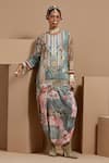 Buy_ASEEM KAPOOR_Multi Color Crepe Beads Round Neck Mitra Short Kurta Set 