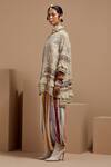 ASEEM KAPOOR_Multi Color Organza, Crepe Embroidery, Tassels Mandarin Mitra Short Kurta Set _Online_at_Aza_Fashions