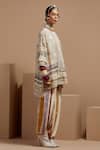 Buy_ASEEM KAPOOR_Multi Color Organza, Crepe Embroidery, Tassels Mandarin Mitra Short Kurta Set _Online_at_Aza_Fashions