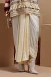 Buy_ASEEM KAPOOR_Beige Organza Beads Mandarin Collar Mogra Resham Embroidered Kurta Set _Online_at_Aza_Fashions