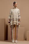 Buy_ASEEM KAPOOR_Multi Color Organza, Satin Beads Mandarin Collar Mitra Short Kurta Set _at_Aza_Fashions