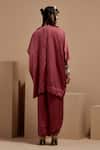 Shop_ASEEM KAPOOR_Pink Silk Beads V-neck Old Rose Tribal Tassel Kurta Set _at_Aza_Fashions
