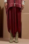 Buy_ASEEM KAPOOR_Pink Silk Beads V-neck Old Rose Tribal Tassel Kurta Set _Online_at_Aza_Fashions