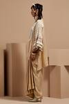 ASEEM KAPOOR_Cream Silk Tassels High Neck Ecru Tribal Kurta Set _Online_at_Aza_Fashions