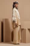 ASEEM KAPOOR_Cream Silk Tassels High Neck Ecru Tribal Kurta Set _at_Aza_Fashions