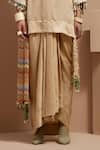 ASEEM KAPOOR_Cream Silk, Crepe, Organza Tassels Round Neck Ecru Tribal Kurta Set _Online_at_Aza_Fashions