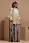 Buy_ASEEM KAPOOR_Cream Silk, Crepe Tassels, Embroidery Round Neck Tribal Detail Kurta Set _Online_at_Aza_Fashions