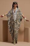 Shop_ASEEM KAPOOR_Multi Color Crepe Beads, Tassels V-neck Vayu Jumpsuit With Work _Online_at_Aza_Fashions