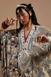 Buy_ASEEM KAPOOR_Multi Color Crepe Beads, Tassels V-neck Vayu Jumpsuit With Work 