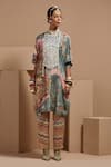 Buy_ASEEM KAPOOR_Multi Color Beads, Tassels Round Neck Embroidered Tunic And Trouser Set _at_Aza_Fashions