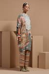 ASEEM KAPOOR_Multi Color Beads, Tassels Round Neck Embroidered Tunic And Trouser Set _Online_at_Aza_Fashions