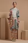Shop_ASEEM KAPOOR_Multi Color Beads, Tassels Round Neck Embroidered Tunic And Trouser Set _Online_at_Aza_Fashions