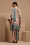 Shop_ASEEM KAPOOR_Multi Color Viscose, Cotton, Satin Beads, Floral Embroidered Tunic And Trouser Set _at_Aza_Fashions